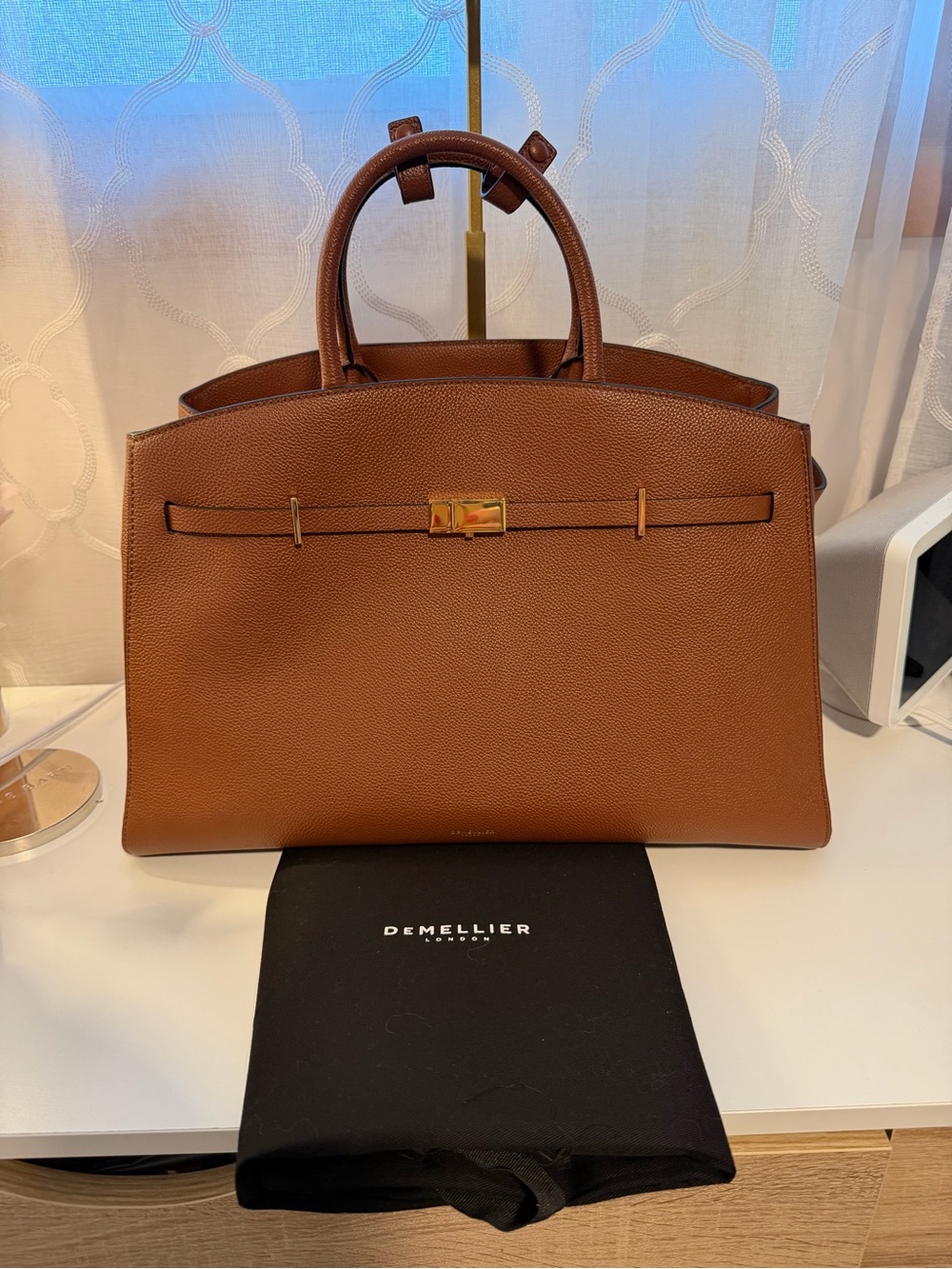 Demellier HudsonBrown Leather Structured Tote Bag